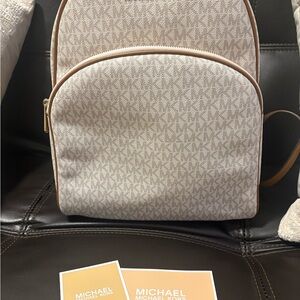 Michael Kors Beige Monogram Backpack